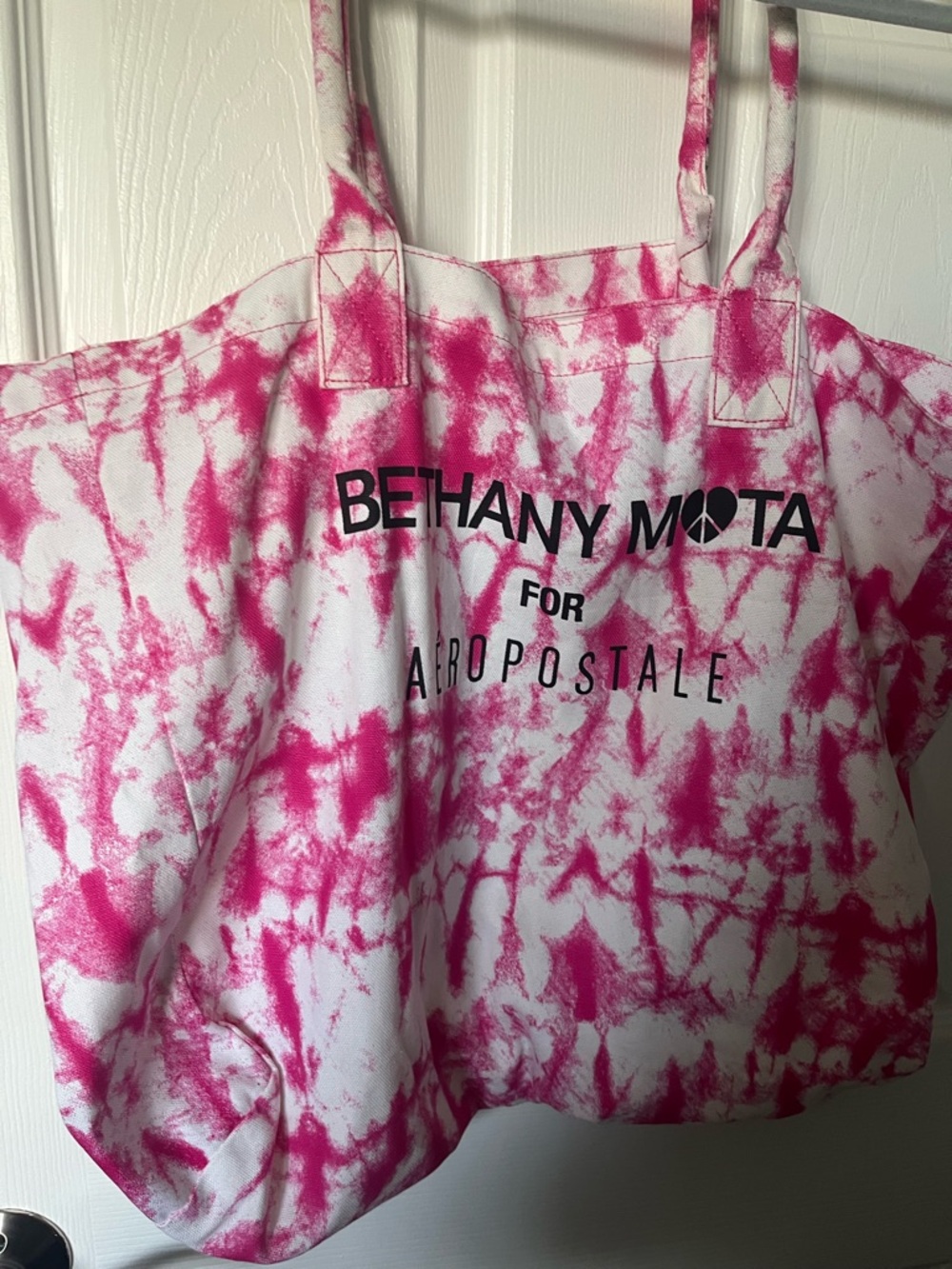 Bethany Mota Pink & White Tie-Dye Canvas Tote Bag
